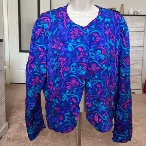 Adrianna Papell Purple & Blue Vintage Silk blouse size 16 women’s